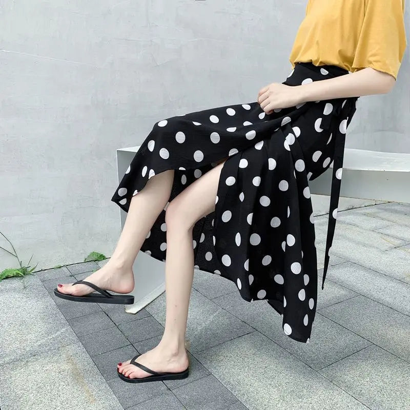 Sun-proof Skirt Chiffon Half-length High Waist A- Line With Lining CJ