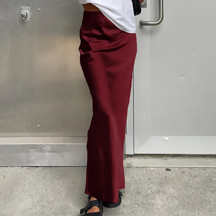 Women's Fashion Casual Satin Ice Silk Skirt CJ