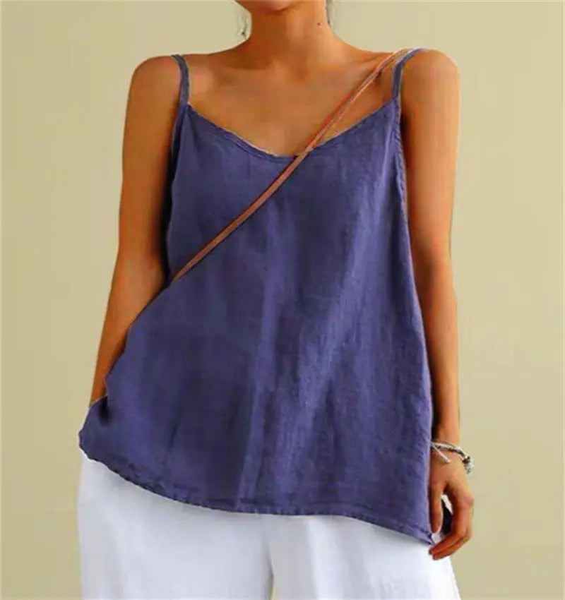 Cotton Linen Sleeveless Vest Women's Summer New Loose Cotton Linen Inner Match Sleeveless Versatile Bottoming Top CJ