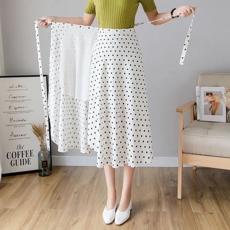 Sun-proof Skirt Chiffon Half-length High Waist A- Line With Lining CJ