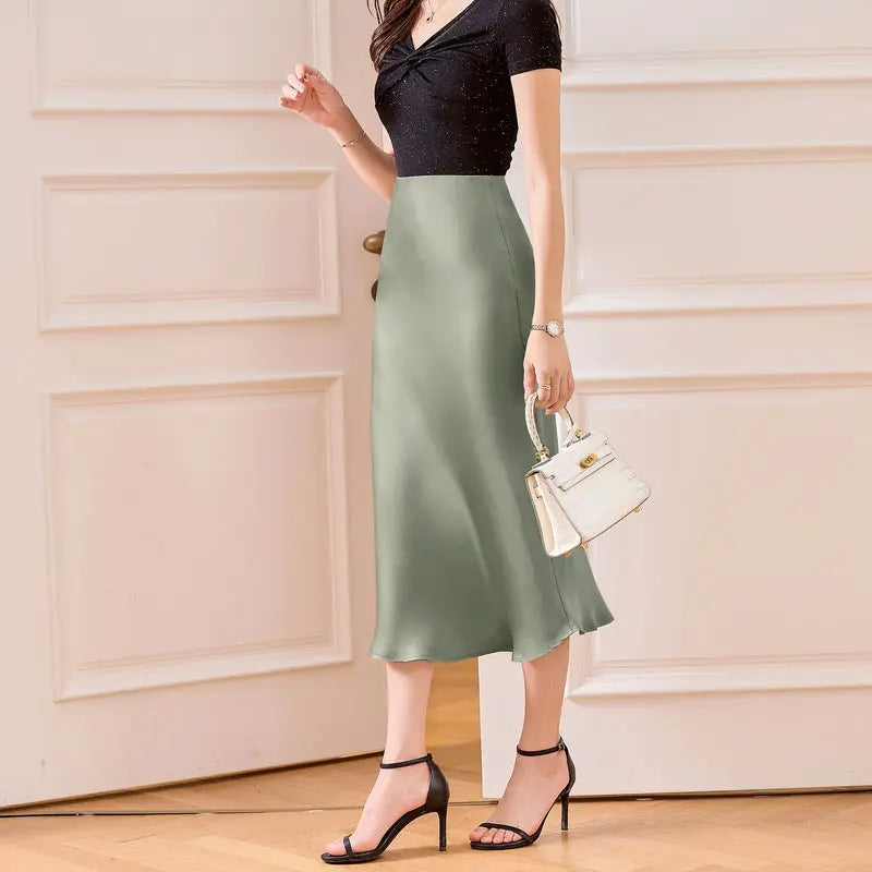 Satin Skirt Women's Glossy Slimming Silk eprolo