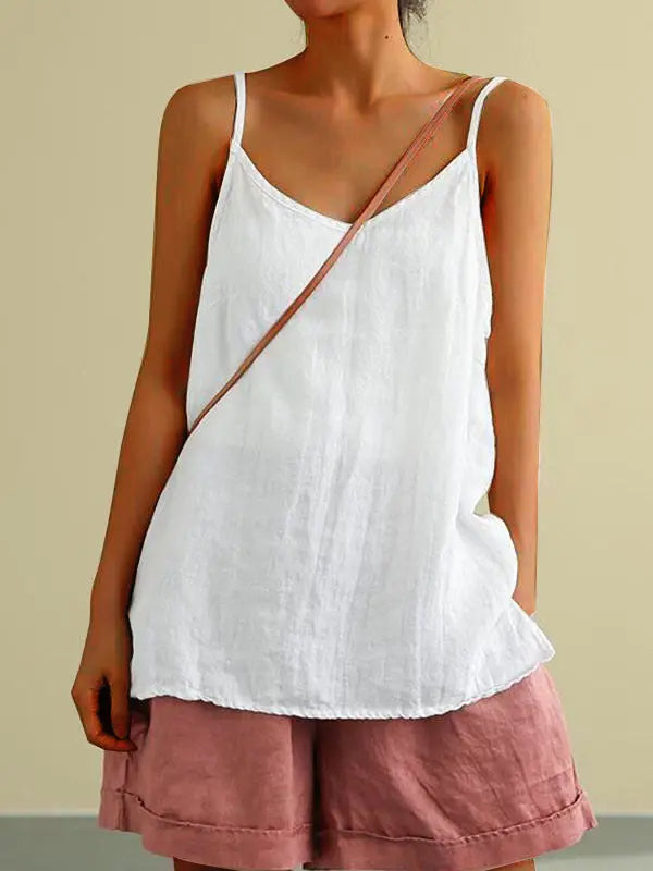 Cotton Linen Sleeveless Vest Women's Summer New Loose Cotton Linen Inner Match Sleeveless Versatile Bottoming Top CJ