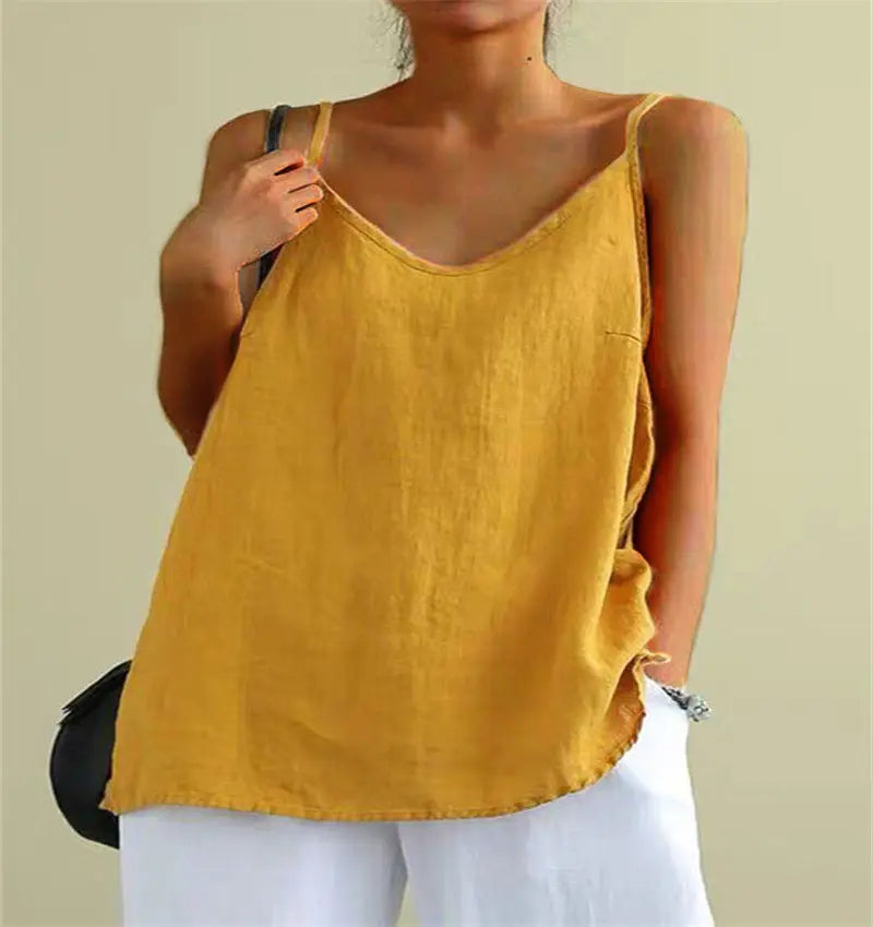 Cotton Linen Sleeveless Vest Women's Summer New Loose Cotton Linen Inner Match Sleeveless Versatile Bottoming Top CJ