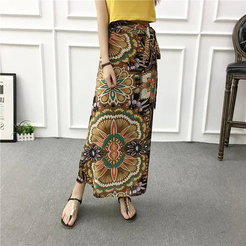 Sun-proof Skirt Chiffon Half-length High Waist A- Line With Lining CJ