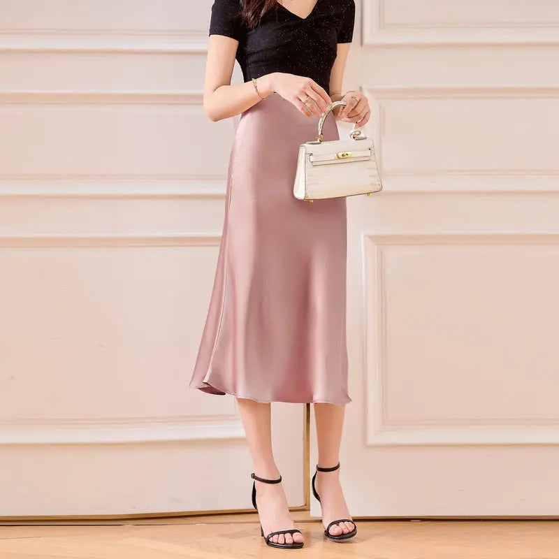 Satin Skirt Women's Glossy Slimming Silk eprolo