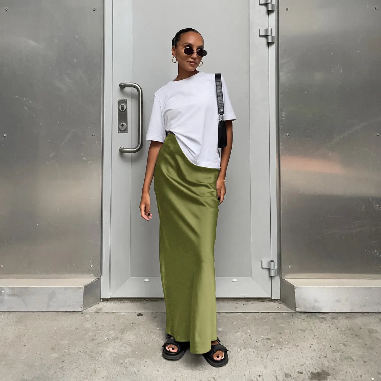 Women's Fashion Casual Satin Ice Silk Skirt CJ