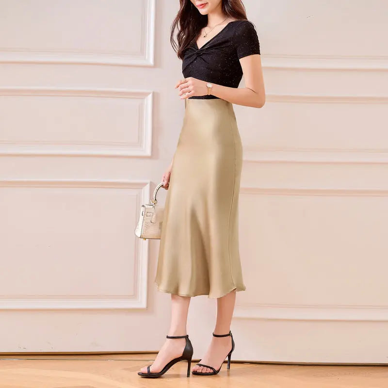 Satin Skirt Women's Glossy Slimming Silk eprolo