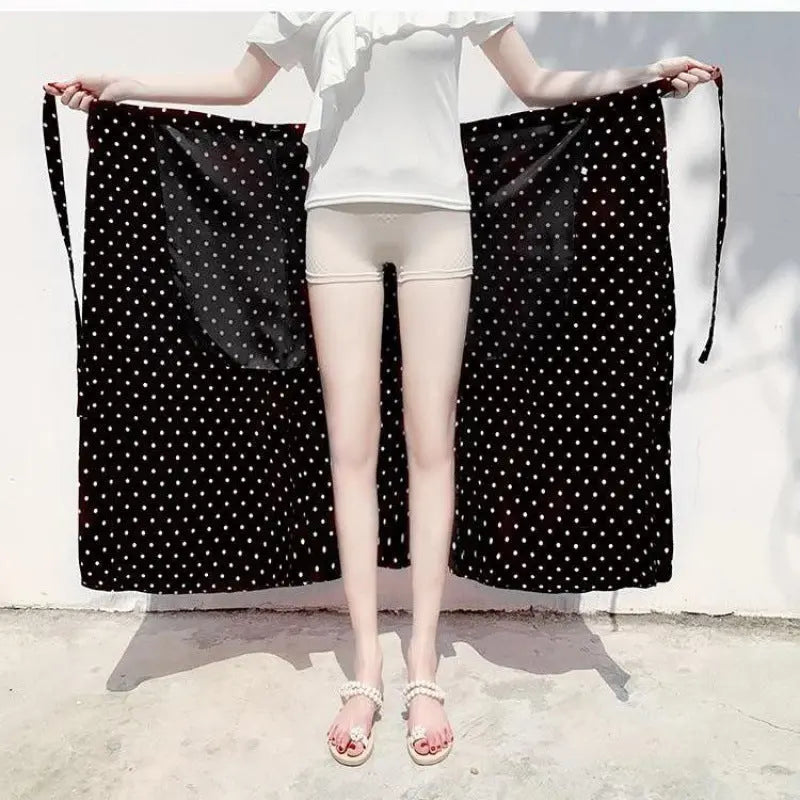 Sun-proof Skirt Chiffon Half-length High Waist A- Line With Lining CJ