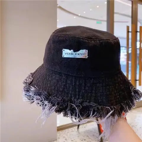 Jean Fisherman Hat Women's Spring And Summer Thin Washed Old Frayed Edge Bucket Hat Outdoor CJ
