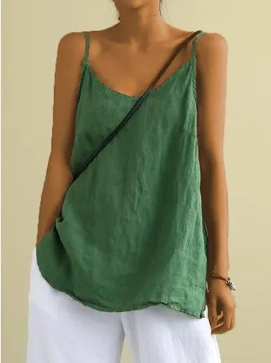 Cotton Linen Sleeveless Vest Women's Summer New Loose Cotton Linen Inner Match Sleeveless Versatile Bottoming Top CJ