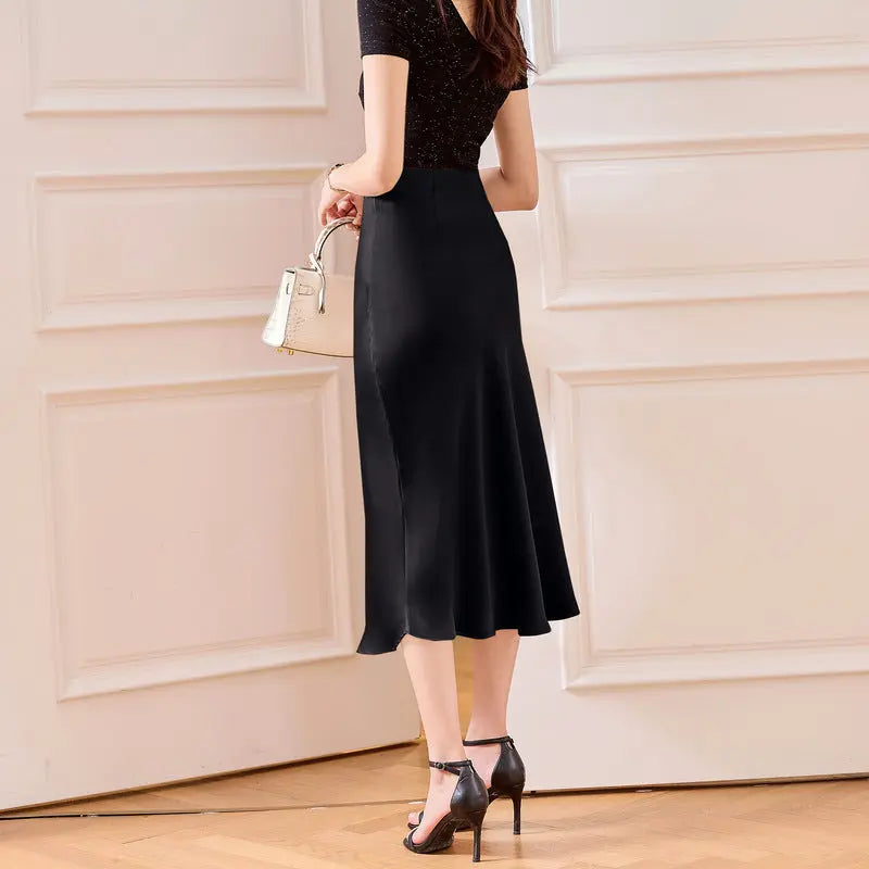 Satin Skirt Women's Glossy Slimming Silk eprolo