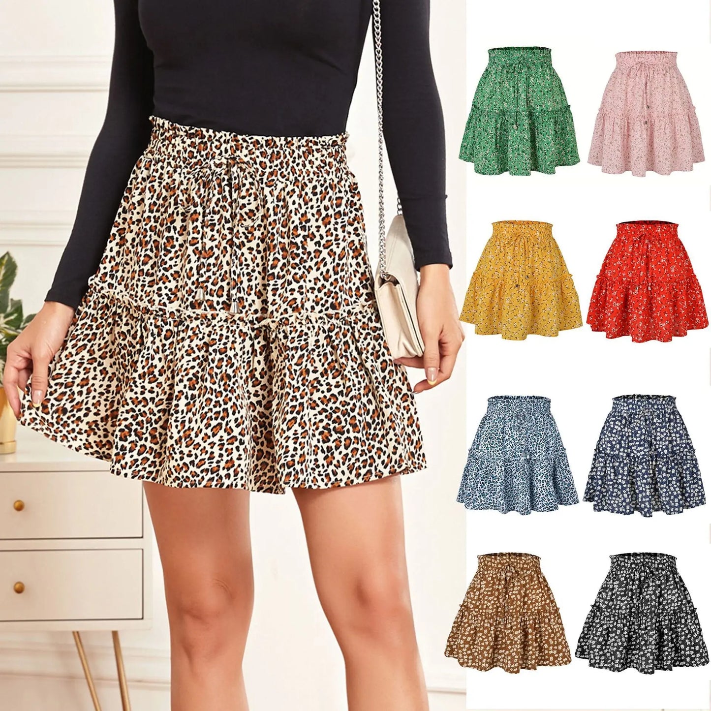 Women's High Waist Fashion Printed Small Floral CJ