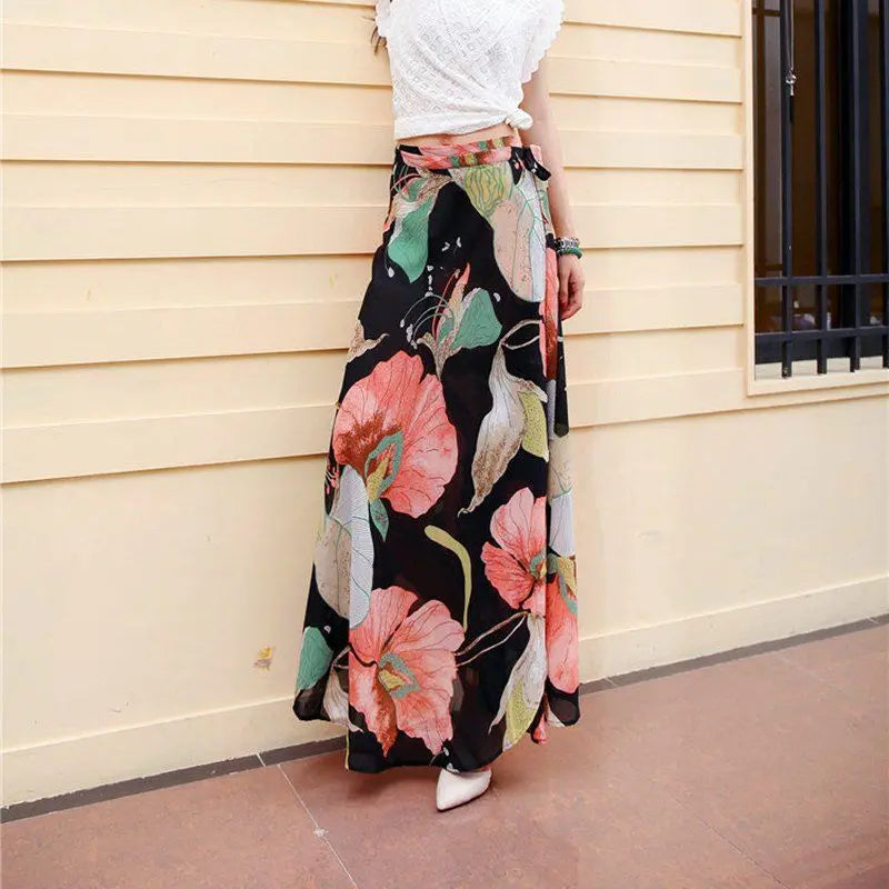 Sun-proof Skirt Chiffon Half-length High Waist A- Line With Lining CJ