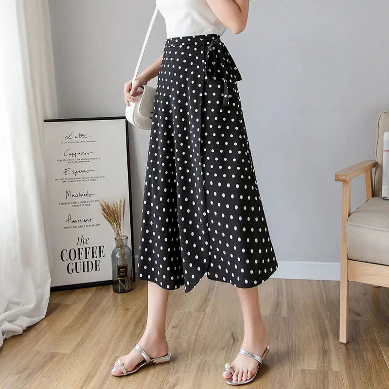 Sun-proof Skirt Chiffon Half-length High Waist A- Line With Lining CJ