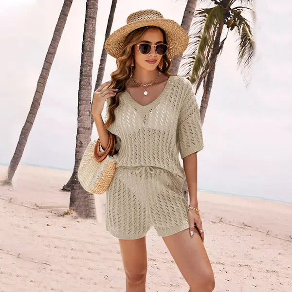 Women's Two-piece Hollow Knitted High Waist CJ