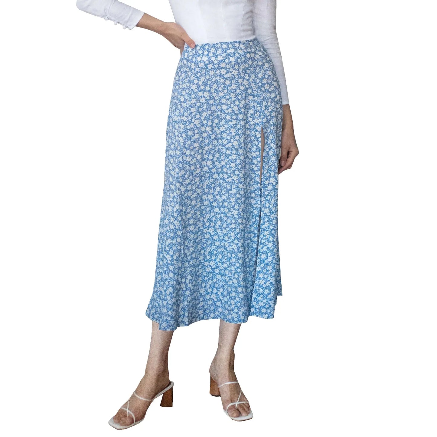 European And American Leopard Print Long Skirt High Waist Slit Hip Skirt CJ
