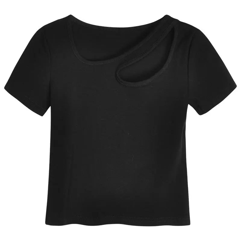 Design Hollow-out Slim Fit Short Bottoming Shirt CJ