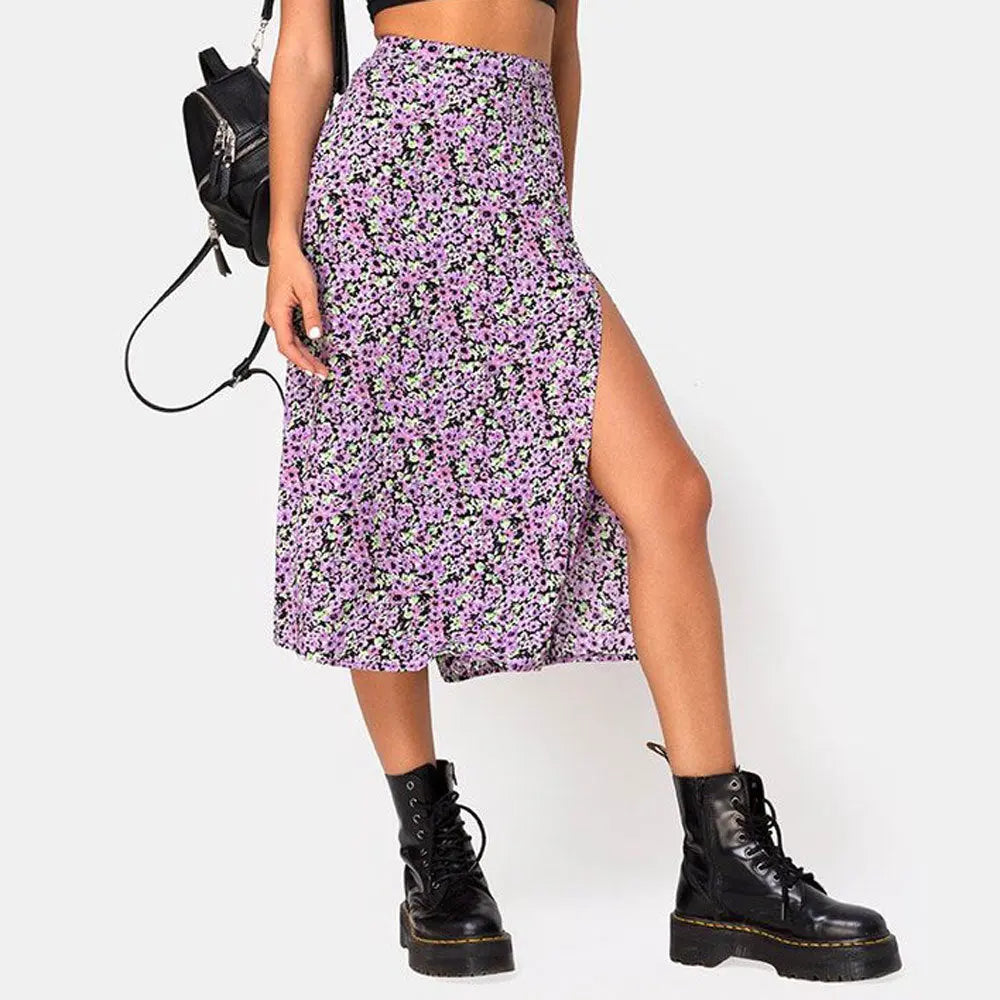 European And American Leopard Print Long Skirt High Waist Slit Hip Skirt CJ
