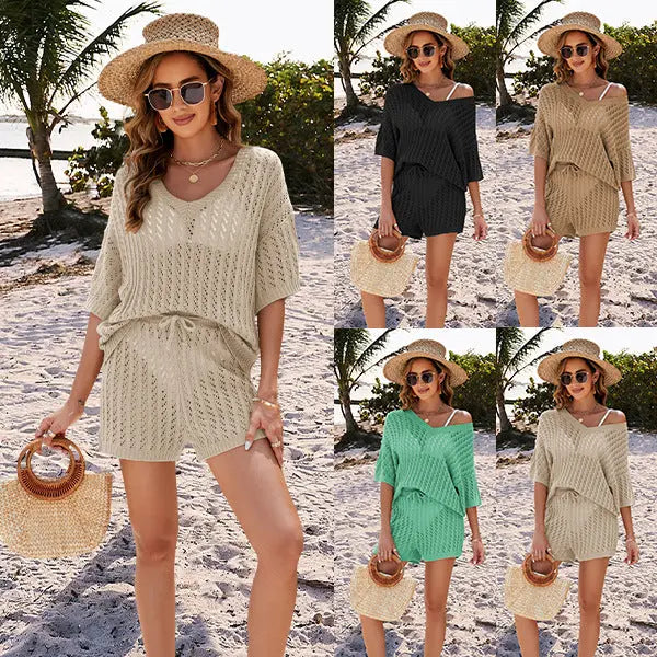 Women's Two-piece Hollow Knitted High Waist CJ