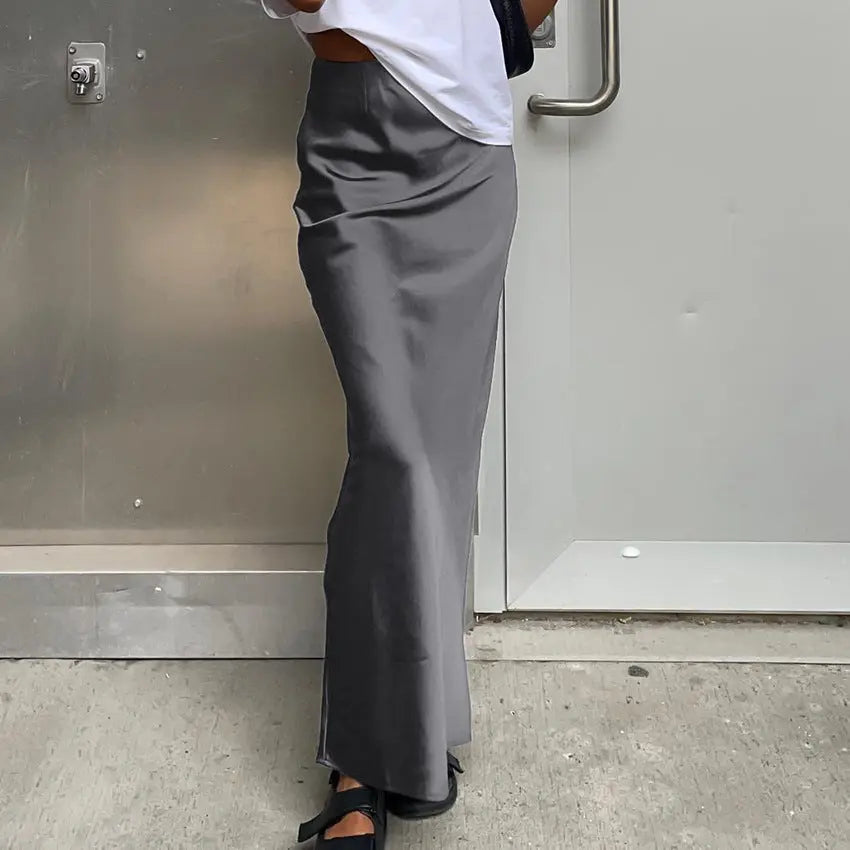 Women's Fashion Casual Satin Ice Silk Skirt CJ