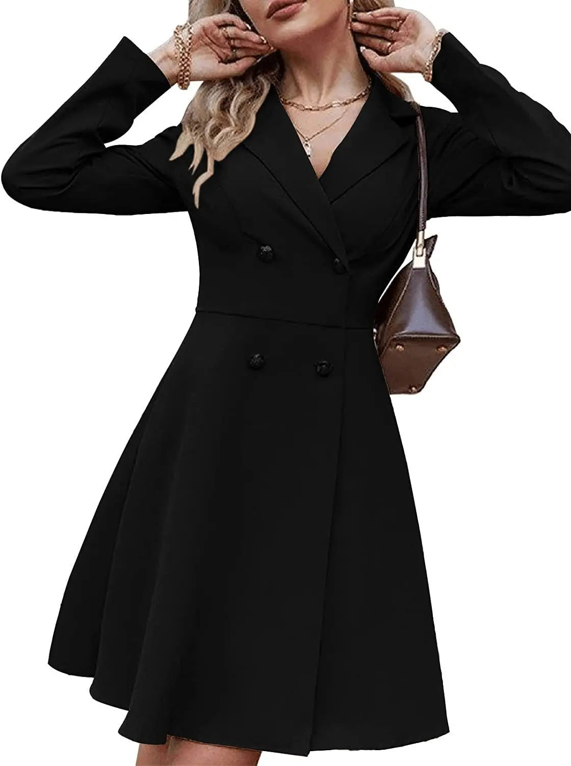 Solid Color Double Breasted Long Sleeve Trench Coat Fashion Slim Coat CJ