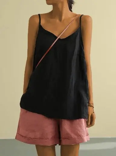 Cotton Linen Sleeveless Vest Women's Summer New Loose Cotton Linen Inner Match Sleeveless Versatile Bottoming Top CJ