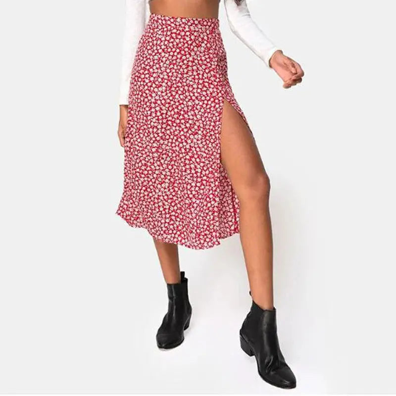 European And American Leopard Print Long Skirt High Waist Slit Hip Skirt CJ