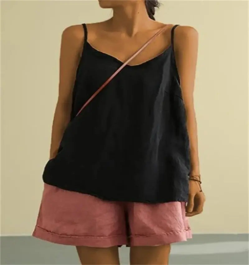 Cotton Linen Sleeveless Vest Women's Summer New Loose Cotton Linen Inner Match Sleeveless Versatile Bottoming Top CJ