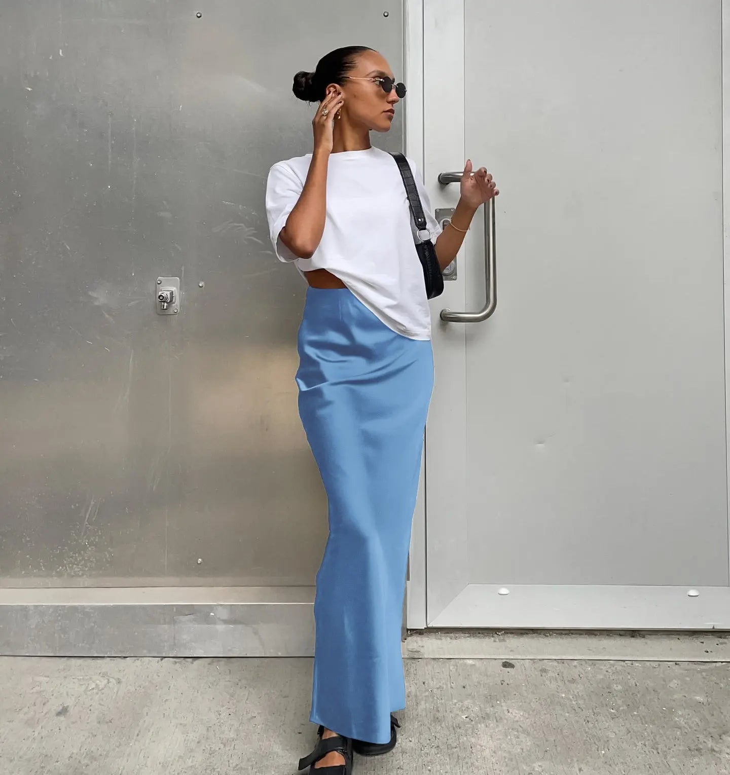 Women's Fashion Casual Satin Ice Silk Skirt CJ