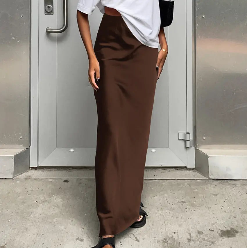 Women's Fashion Casual Satin Ice Silk Skirt CJ
