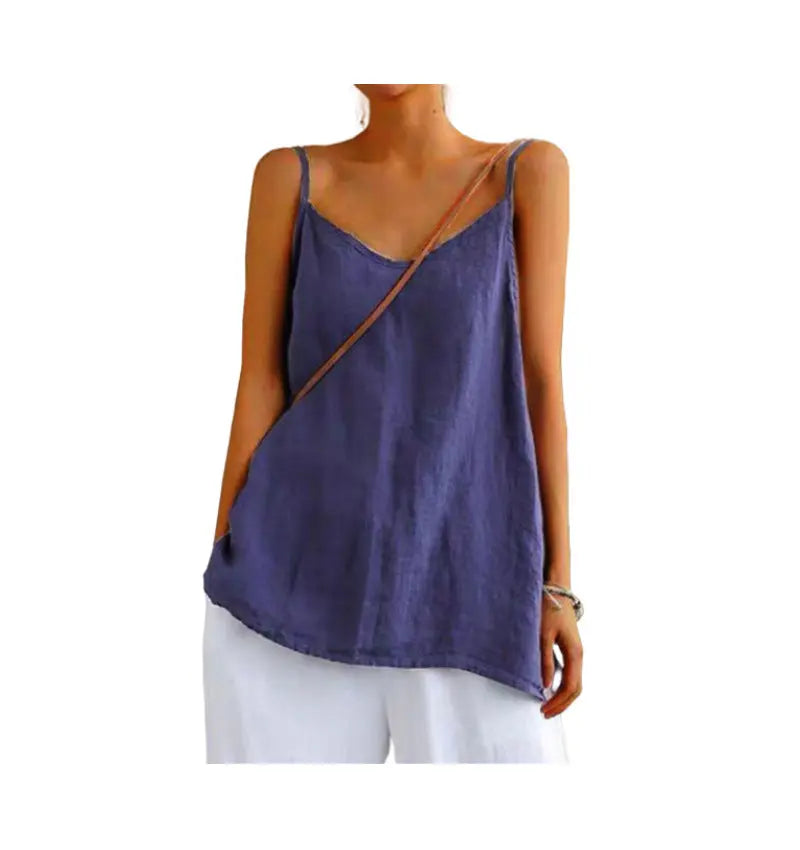 Cotton Linen Sleeveless Vest Women's Summer New Loose Cotton Linen Inner Match Sleeveless Versatile Bottoming Top CJ