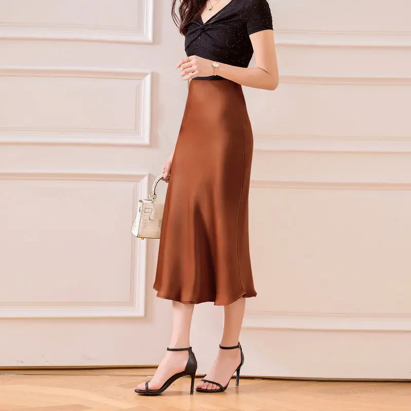 Satin Skirt Women's Glossy Slimming Silk eprolo