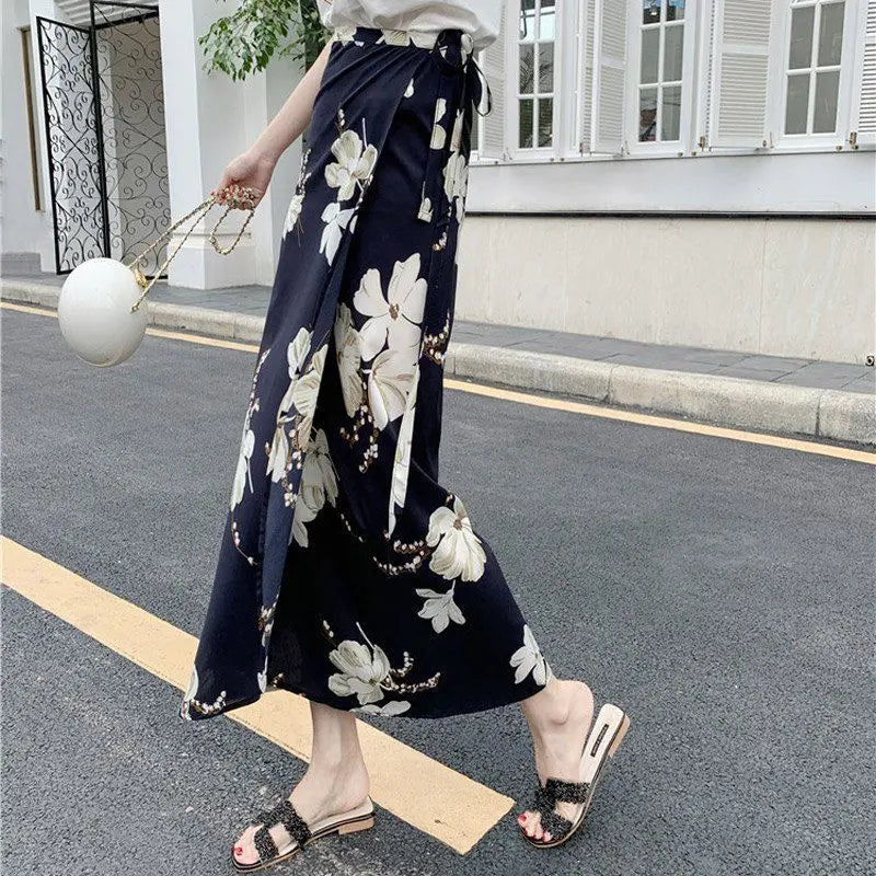 Sun-proof Skirt Chiffon Half-length High Waist A- Line With Lining CJ