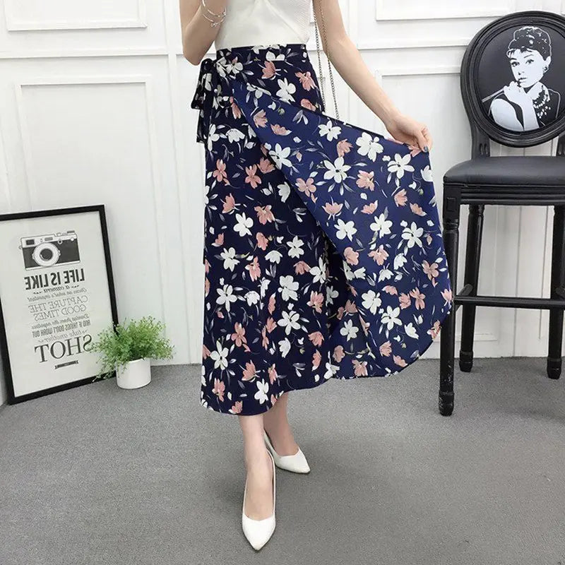 Sun-proof Skirt Chiffon Half-length High Waist A- Line With Lining CJ