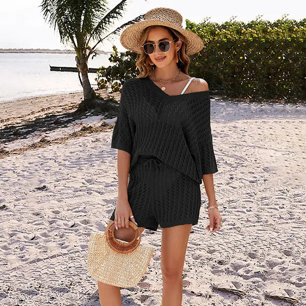 Women's Two-piece Hollow Knitted High Waist CJ