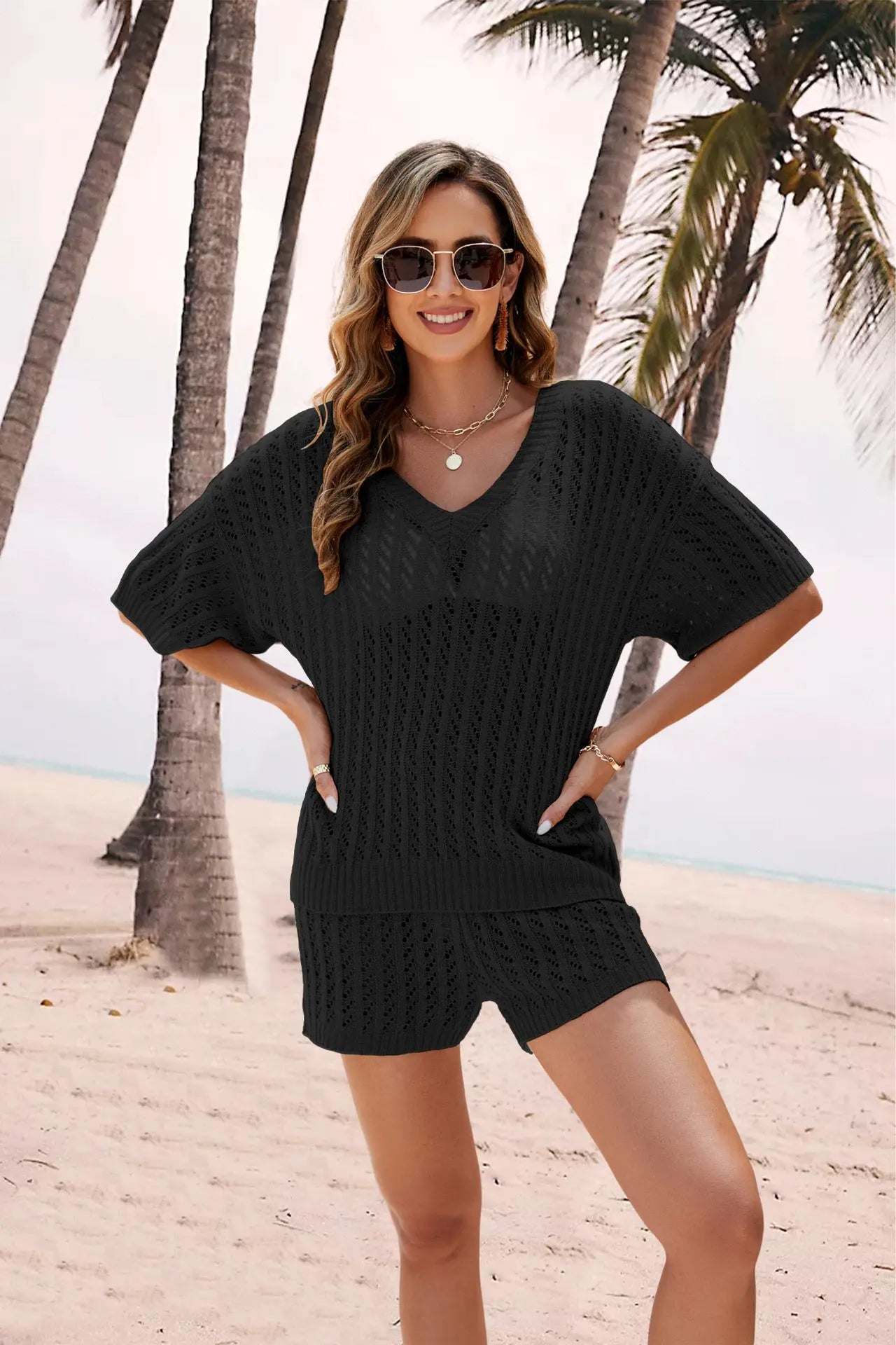 Women's Two-piece Hollow Knitted High Waist CJ