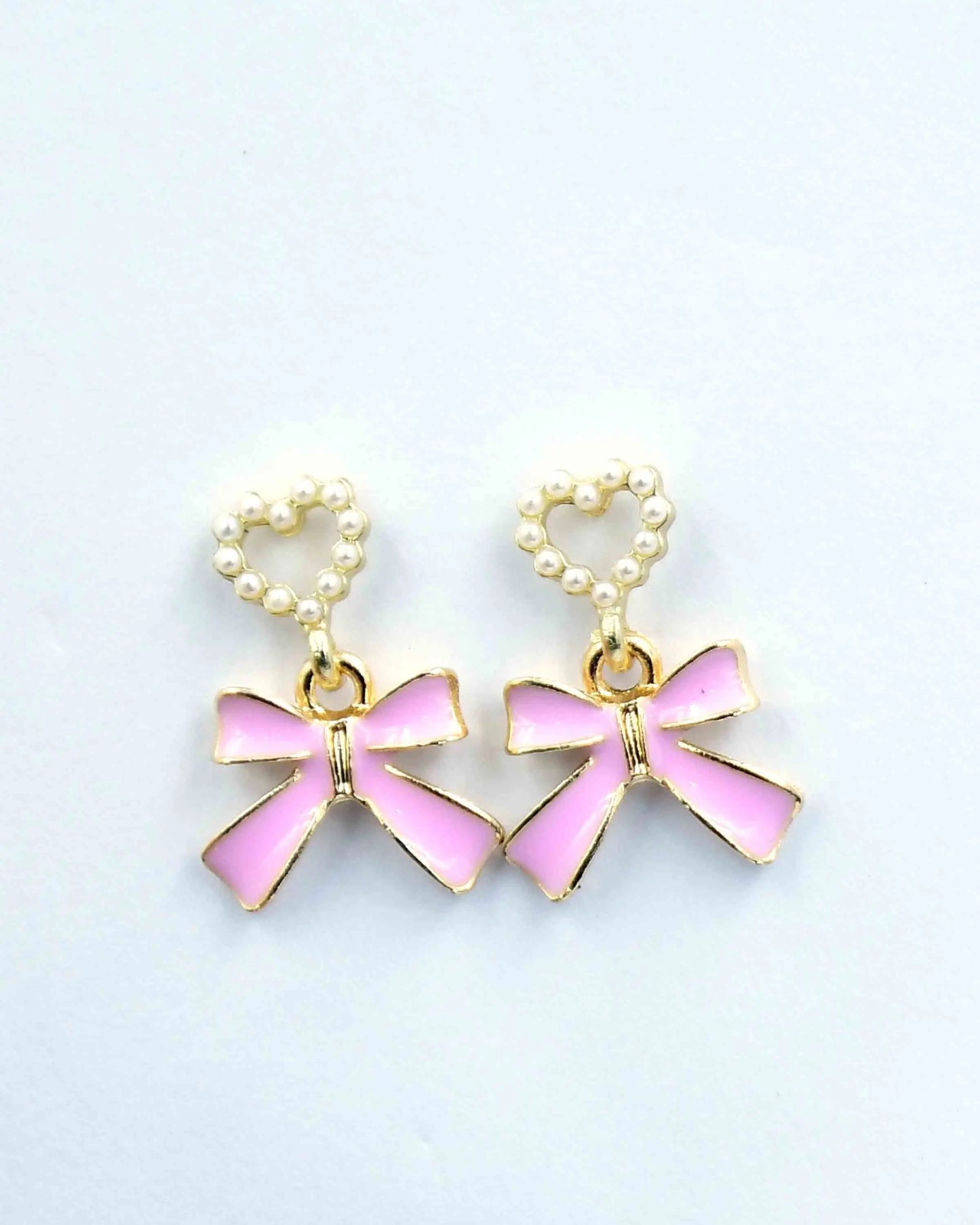 Heart Imitation Pearl Bow Earrings Attractive Sister