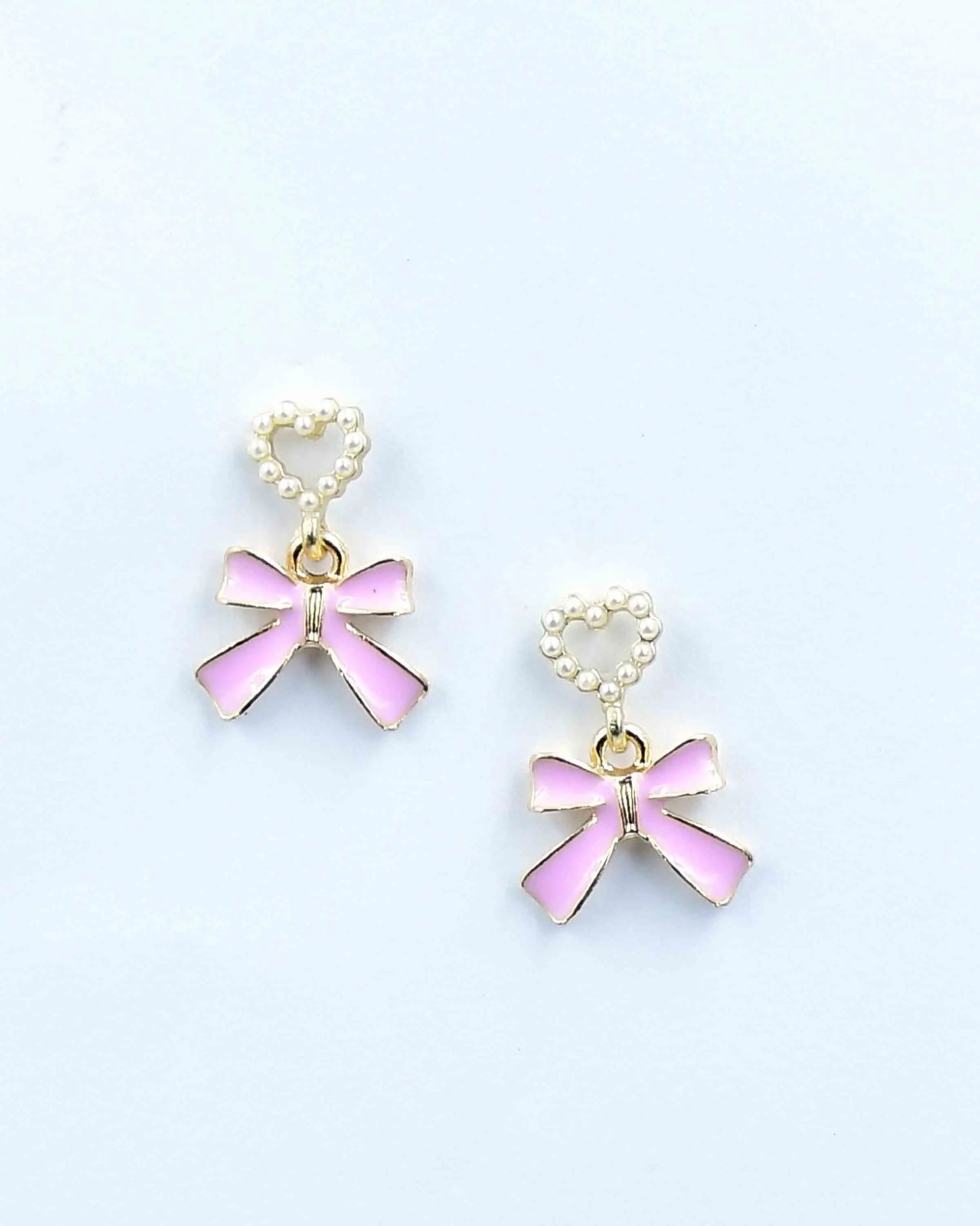 Heart Imitation Pearl Bow Earrings Attractive Sister
