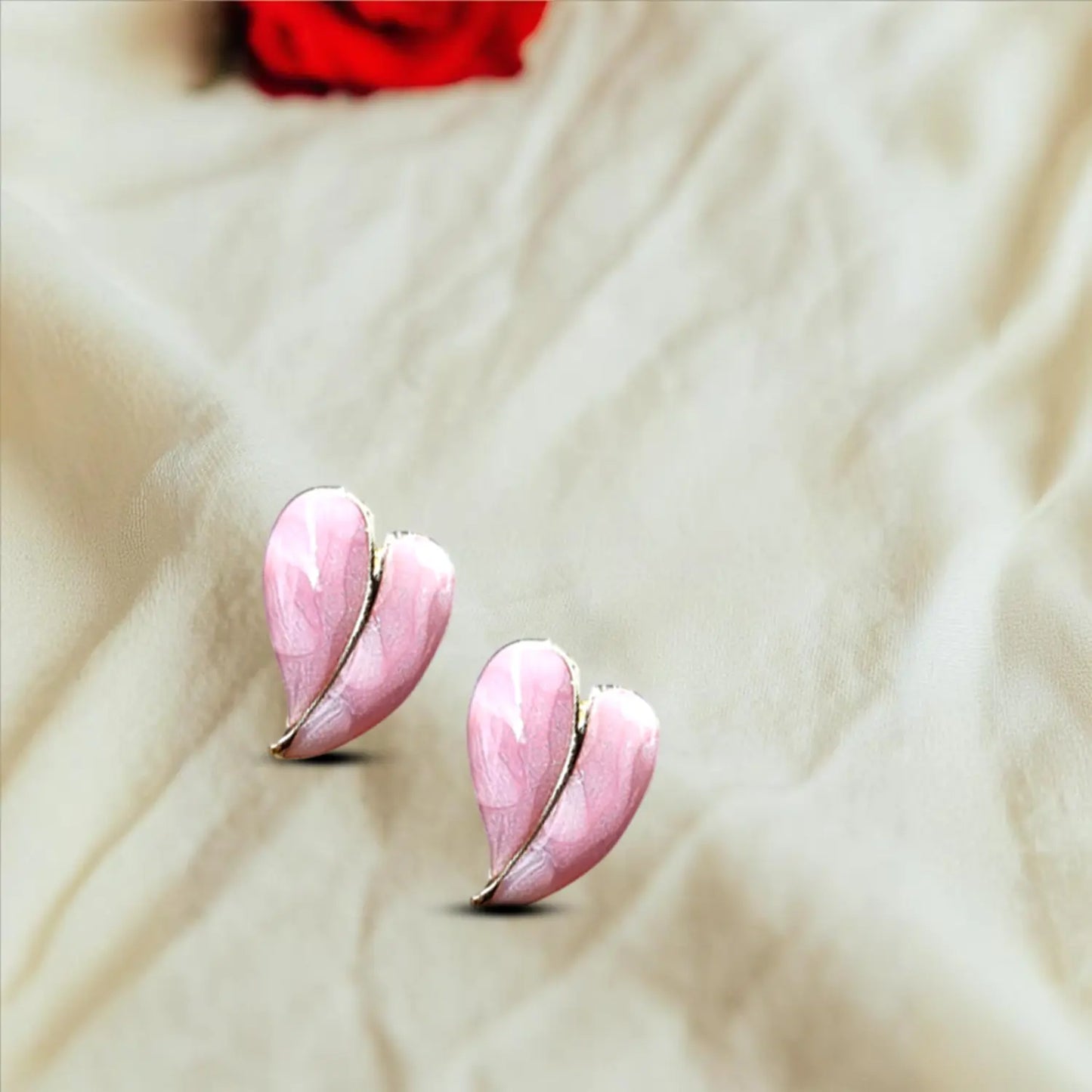 Heart-Shaped Stud Earrings Attractive Sister