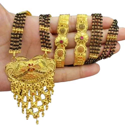 One gram gold Mangalsutra for Everyday Wear with Black Beads Stones Attractive Sister