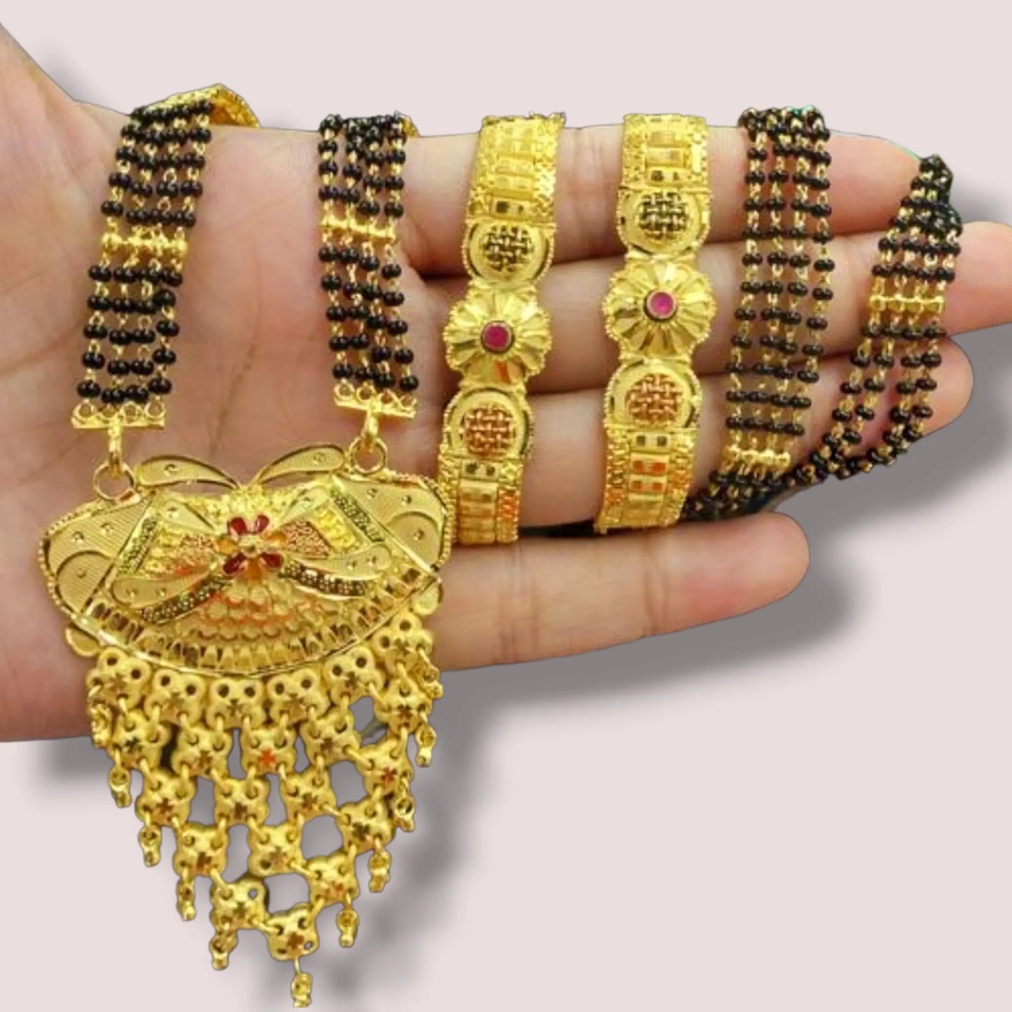 One gram gold Mangalsutra for Everyday Wear with Black Beads Stones Attractive Sister