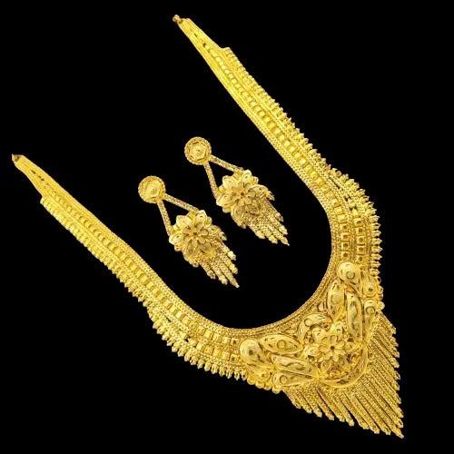 Handmade Gold-Plated Long haram Necklace with Intricate Workmanship - Attractive Sister