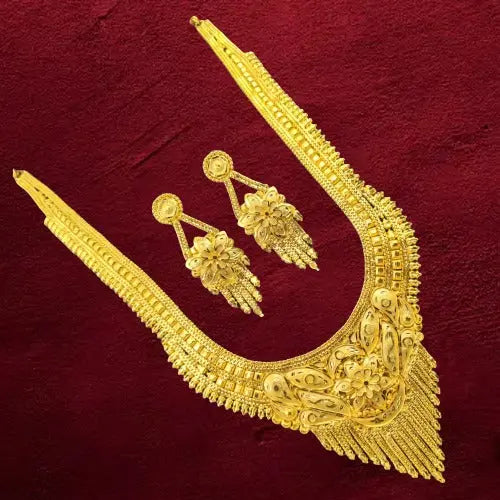 Handmade Gold-Plated Long haram Necklace with Intricate Workmanship - Attractive Sister