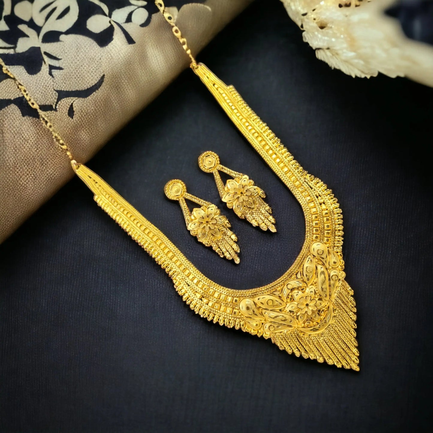 Handmade Gold-Plated Long haram Necklace with Intricate Workmanship - Attractive Sister