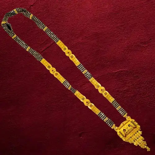 One-Gram Gold-Plated Black Bead Mangalsutra with Peacock Pendant Attractive Sister