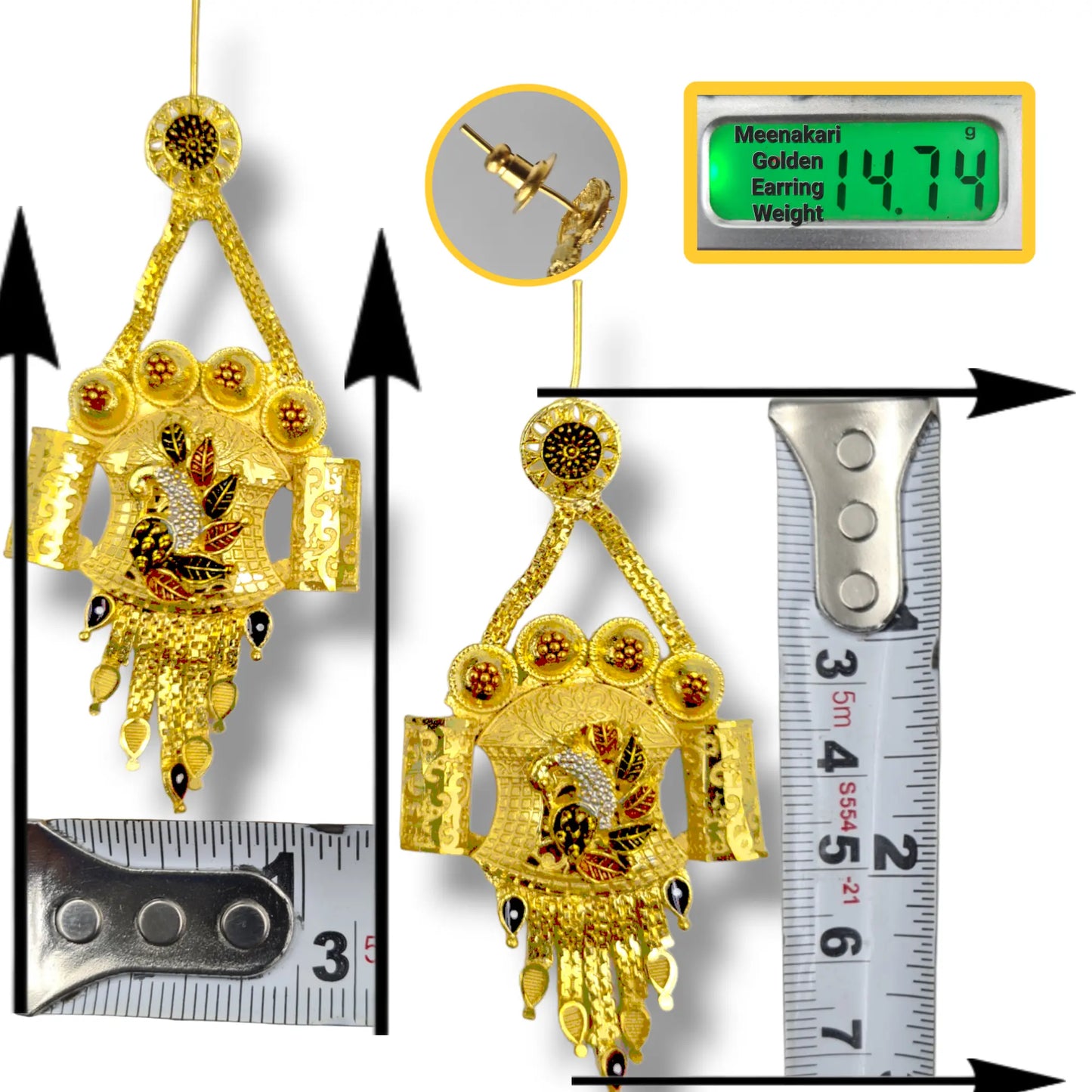 "Handmade Gold-Plated Peacock Earrings with Crystal Detailing | Luxurious One Gram Ethnic Jewelry for Women" Attractive Sister