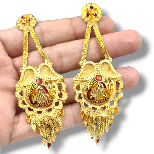 Glamorous Gold Plated Earrings with Sparkling Crystal,22k Gold Plated Earrings with Stunning Crystal Luxury Gold Plated Earrings Attractive Sister