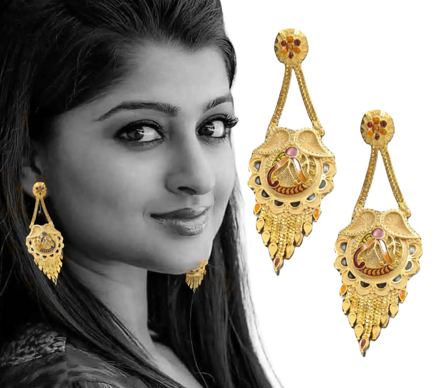 Glamorous Gold Plated Earrings with Sparkling Crystal,22k Gold Plated Earrings with Stunning Crystal Luxury Gold Plated Earrings Attractive Sister