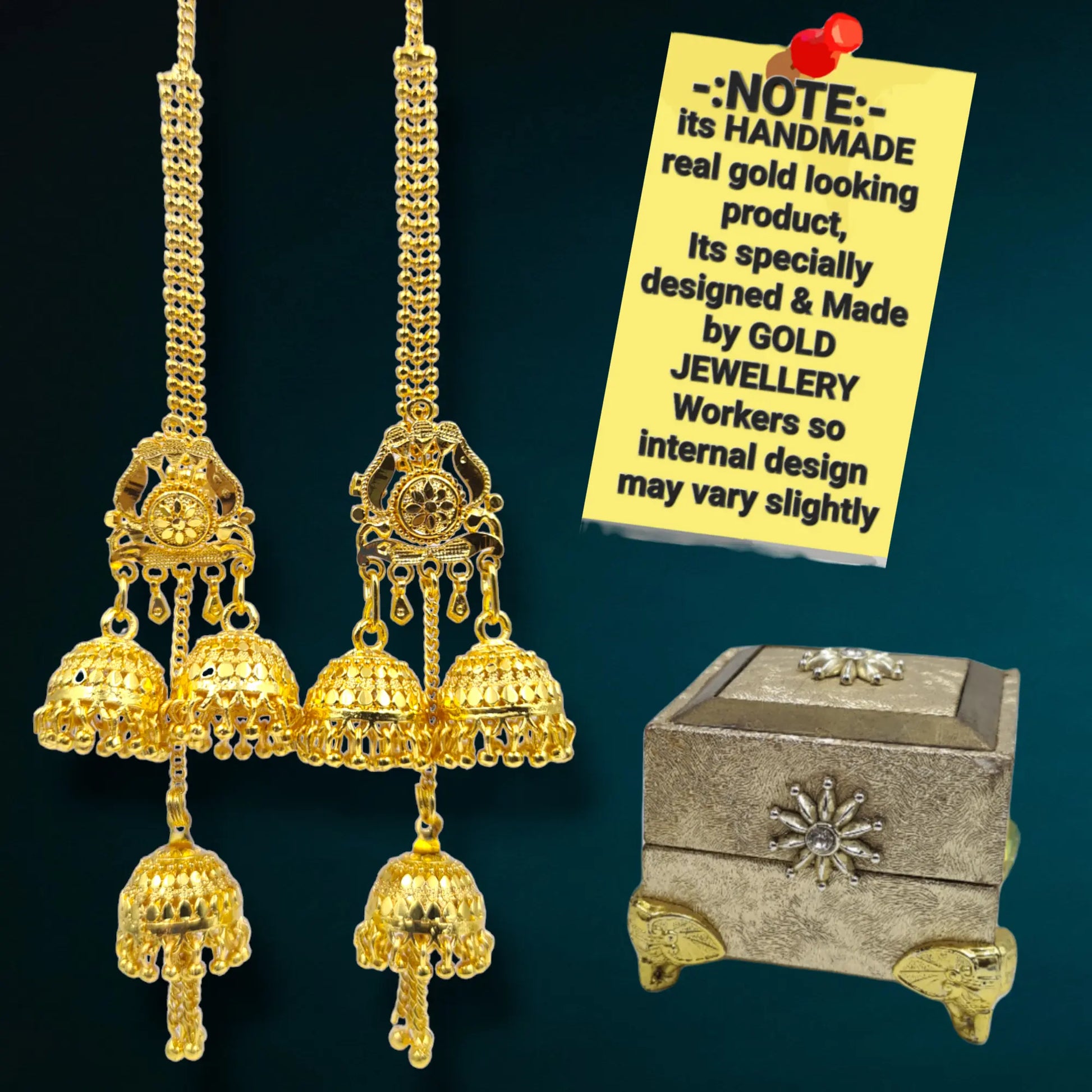 Handmade Multilayer Gold Earrings | One Gram Gold Plated Wedding Chandelier Earrings Attractive Sister