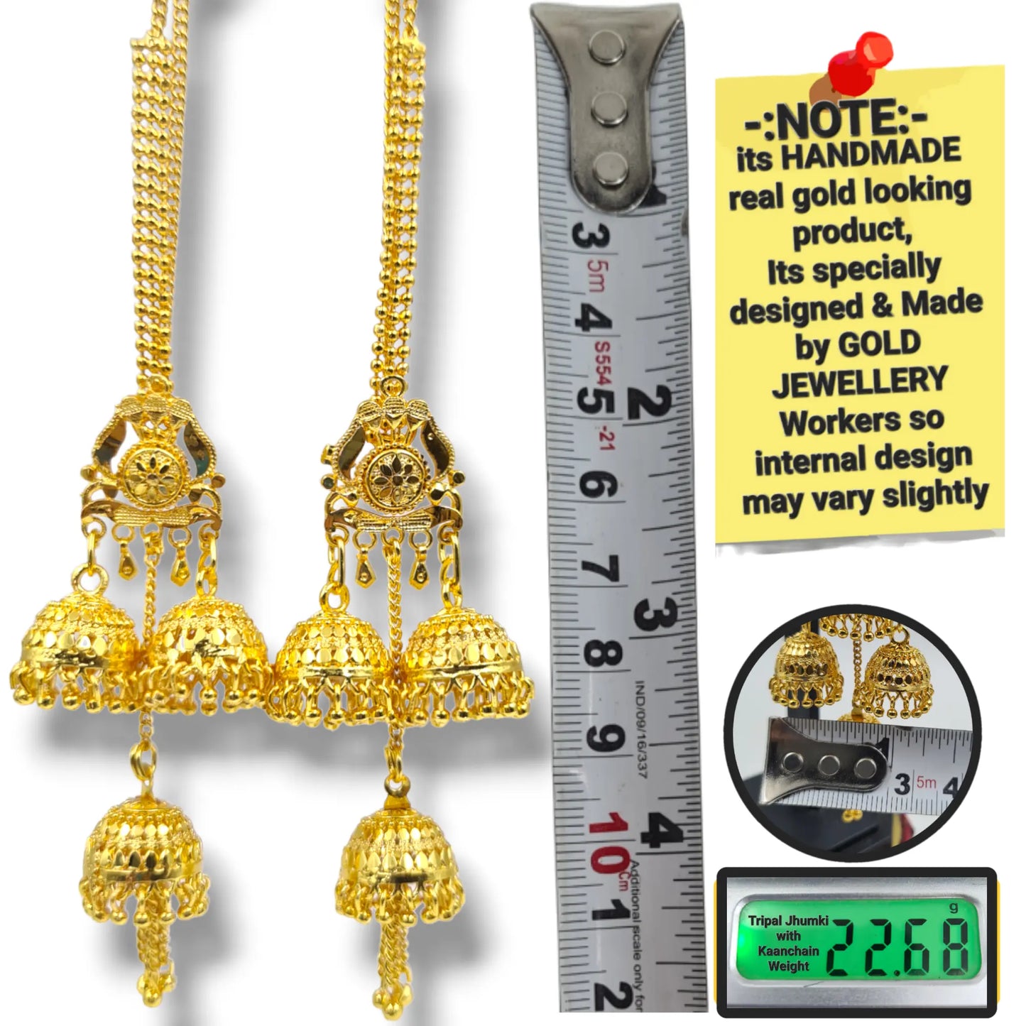 "Exclusive Handmade Multilayer Gold Chandelier Earrings | One Gram Gold-Plated Jewelry for Weddings and Special Occasions" Attractive Sister
